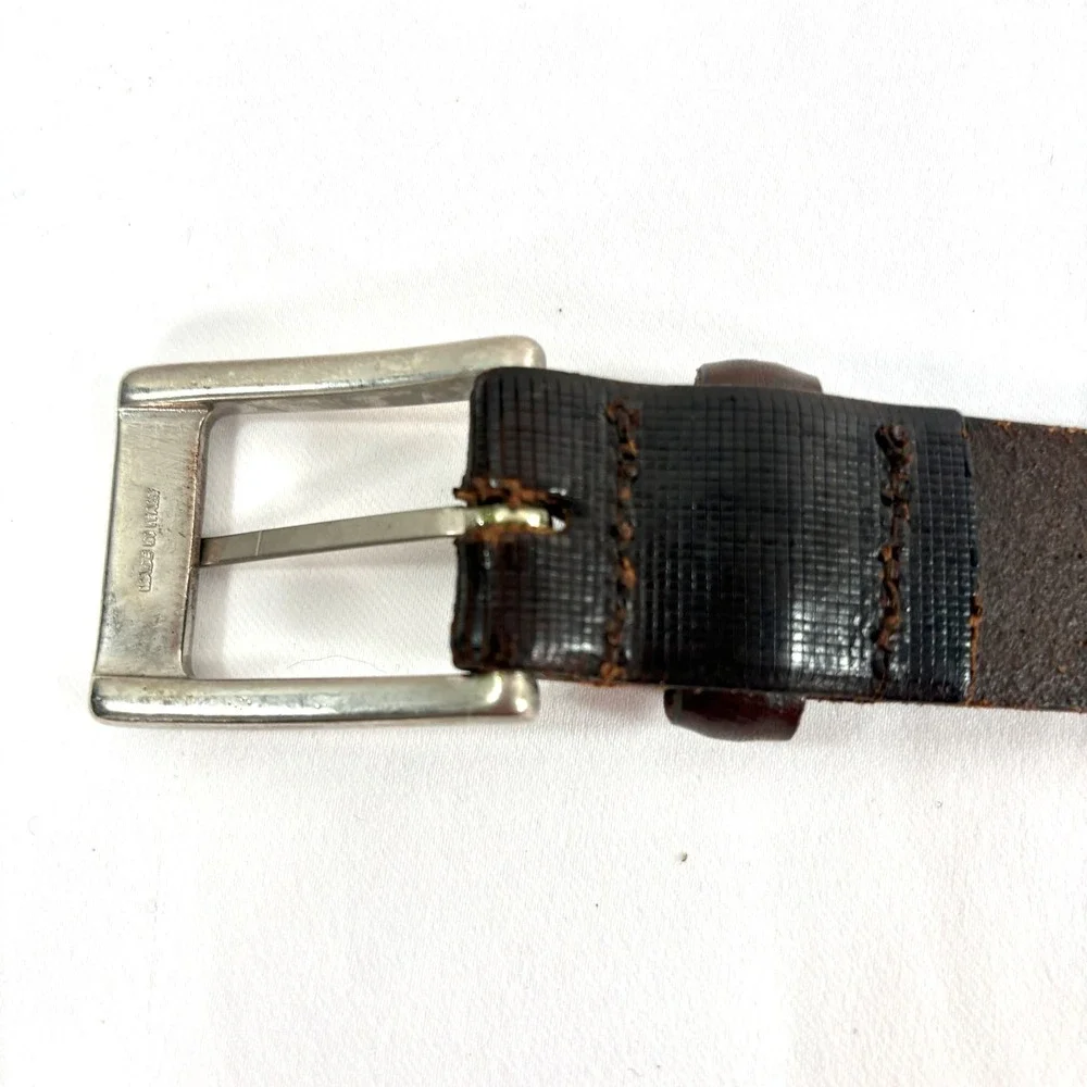 Harold Powell Belt Dark Brown Textured Genuine Leather Made in Italy Size 42